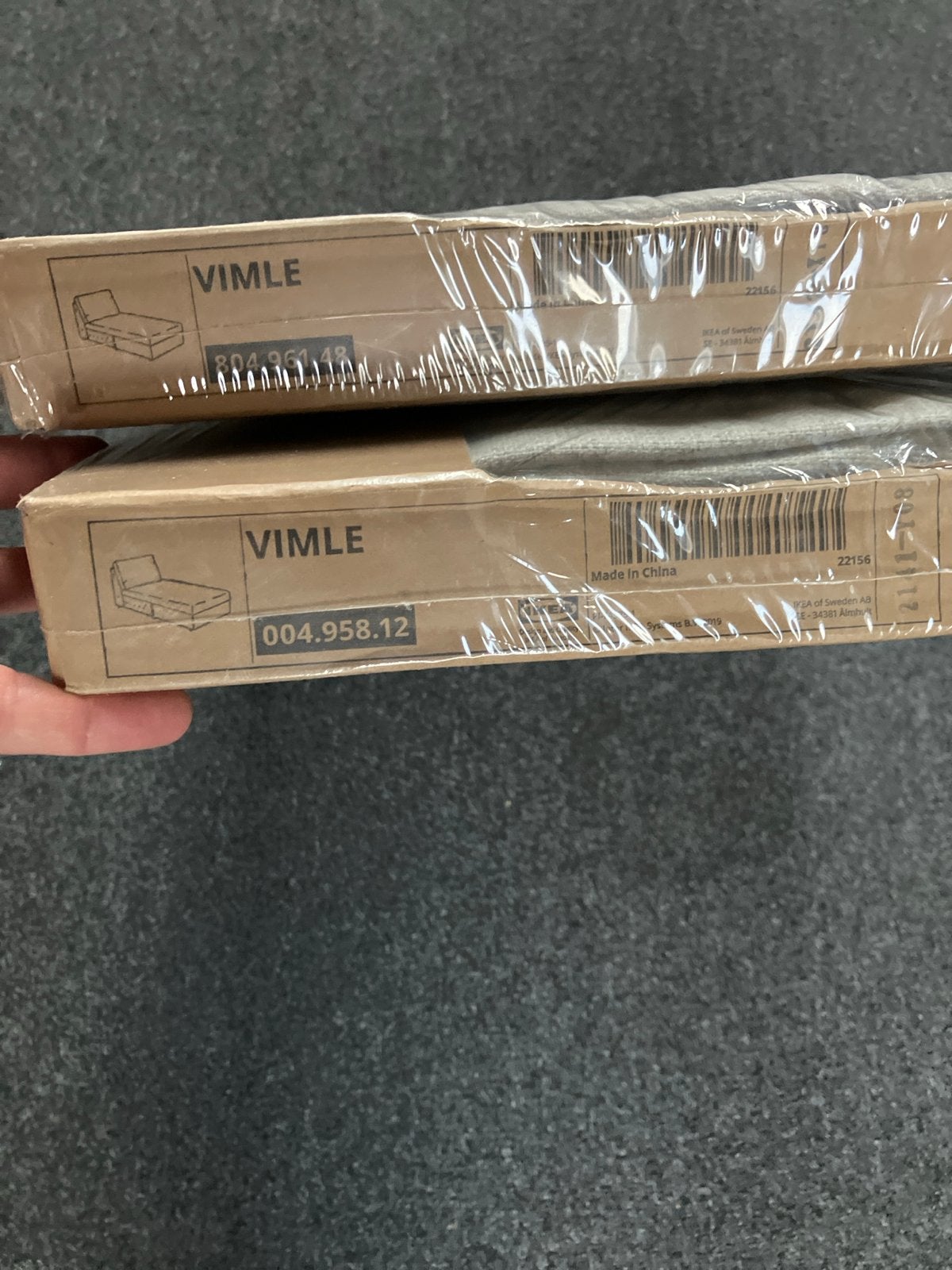 Nieuwe IKEA Vimle bankhoezen, grijs, 2 stuks, 150 tot 200 cm, 75 tot 100 cm, Ophalen of Verzenden, Rechte bank