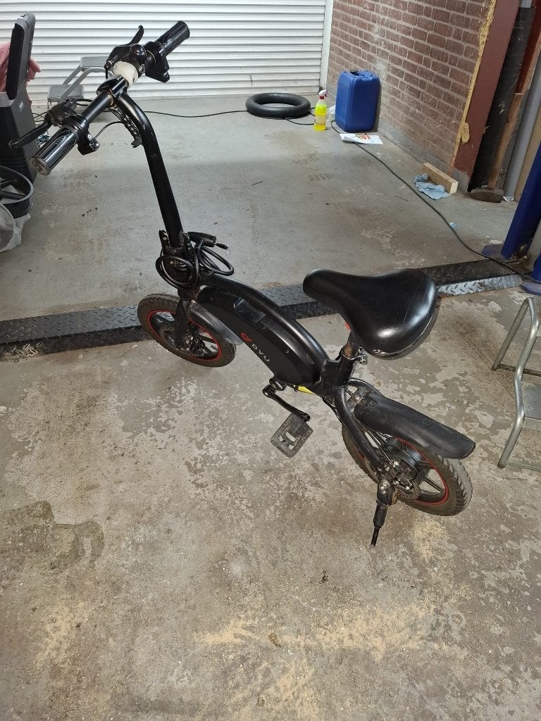 Dyu elektriche vouwfiets, Fietsen en Brommers, Fietsen | Vouwfietsen, Gebruikt, Minder dan 14 inch, Deels opvouwbaar, Schijfrem