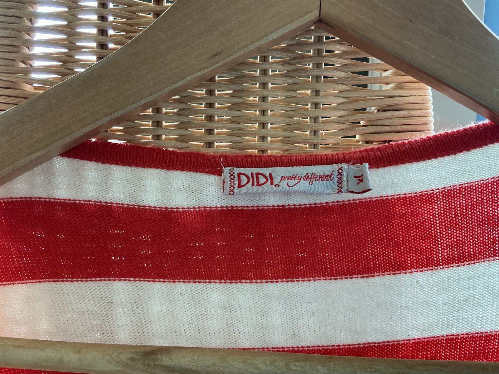 Gestreepte Didi vest in rood, paars en wit, maat XL, Kleding | Dames, Ophalen of Verzenden, Zo goed als nieuw, Maat 46/48 (XL) of groter