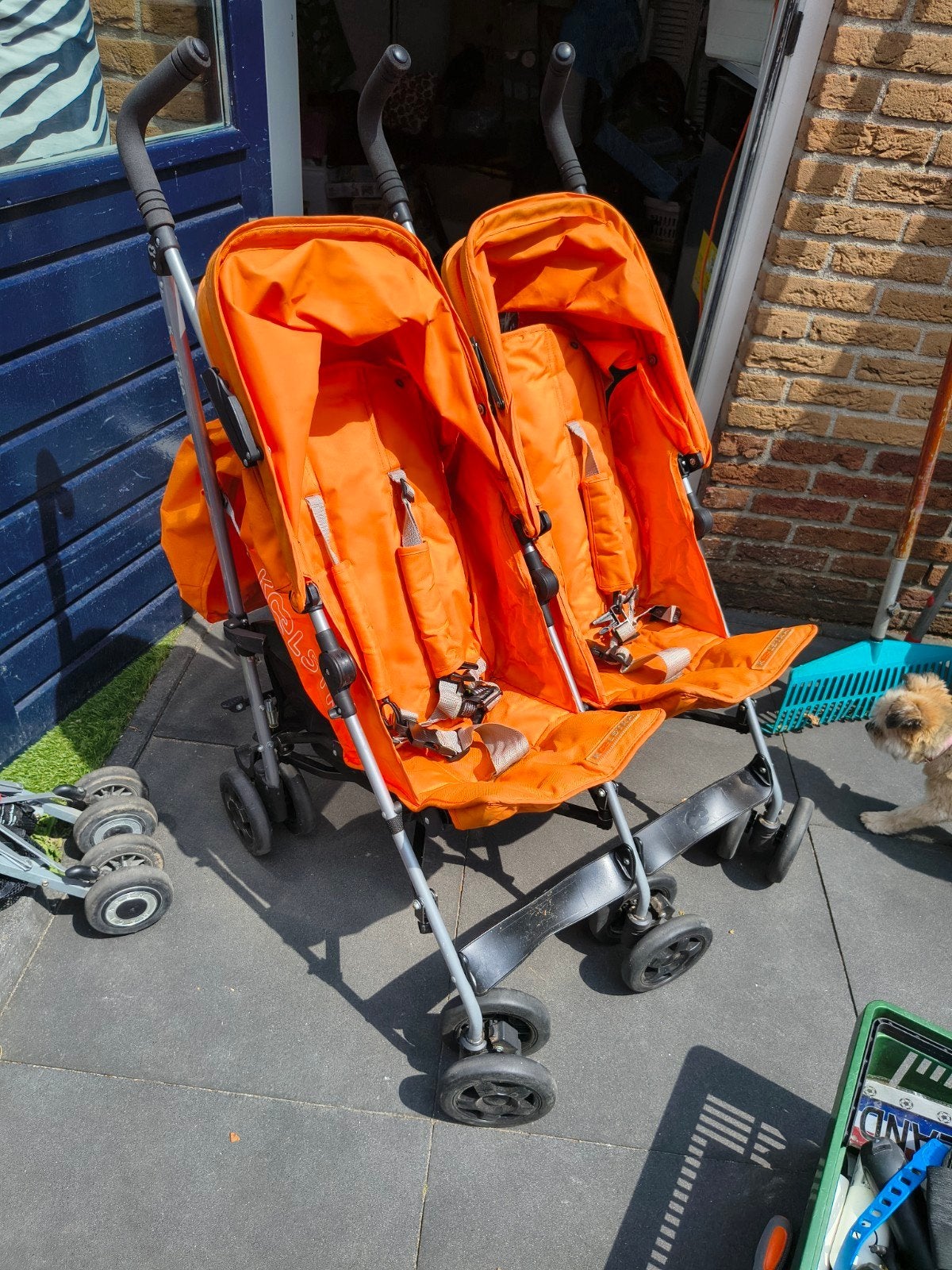 Opvouwbare Koelstra Dubbele/Tweeling Buggy Oranje, Ophalen of Verzenden, Gebruikt, Koelstra, Duomodel