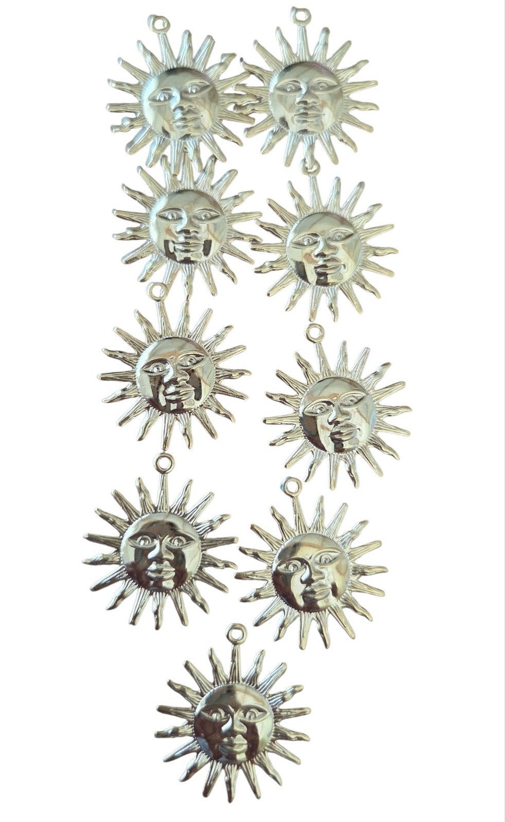 9 Goudkleurige Smiley Zon Charms voor Kettingen, Ophalen of Verzenden