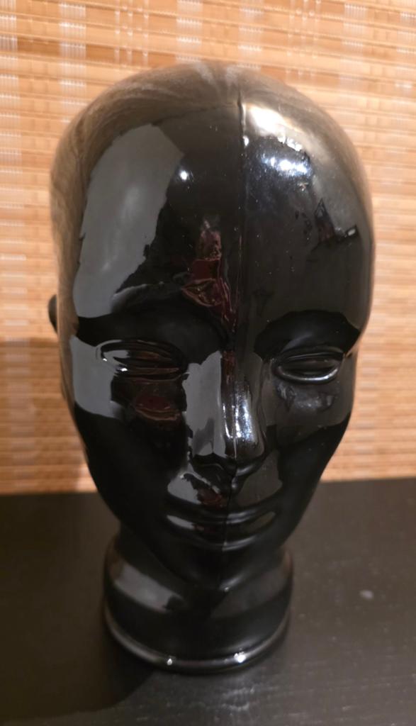 Vintage Zwarte glanzende glazen hoofd voor koptelefoon et, Ophalen of Verzenden, Zwart, Glas, Modern