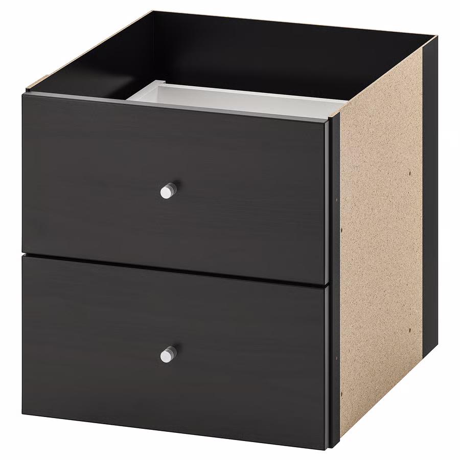 Ikea KALLAX inzet met twee lades zwart bruin 33x33 cm nieuw, Minder dan 50 cm, 1 of 2 laden, Nieuw, Ophalen of Verzenden