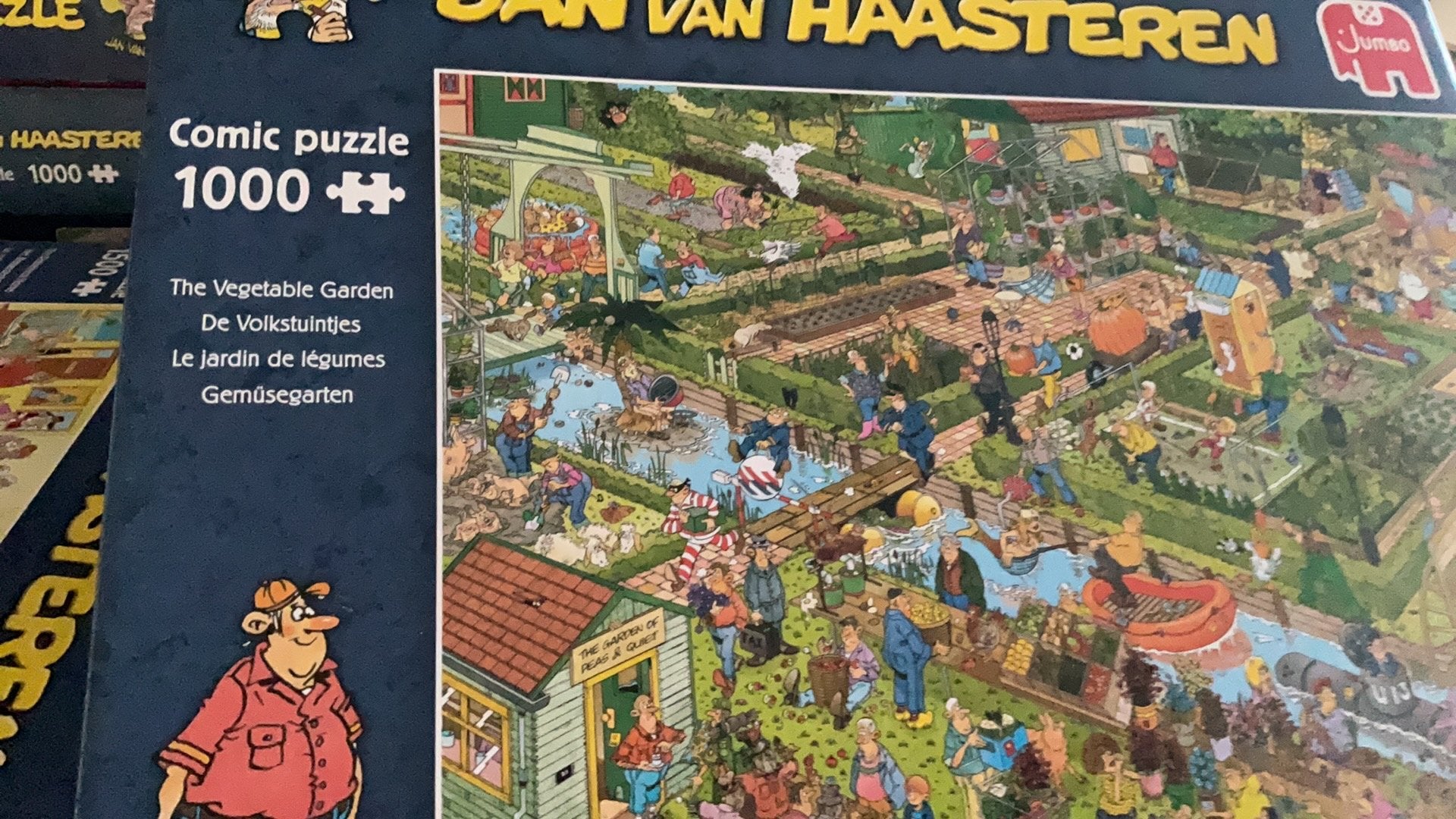 J v haasteren puzzel 1000 st. De volkstuintjes, Ophalen of Verzenden, 500 t/m 1500 stukjes, Zo goed als nieuw