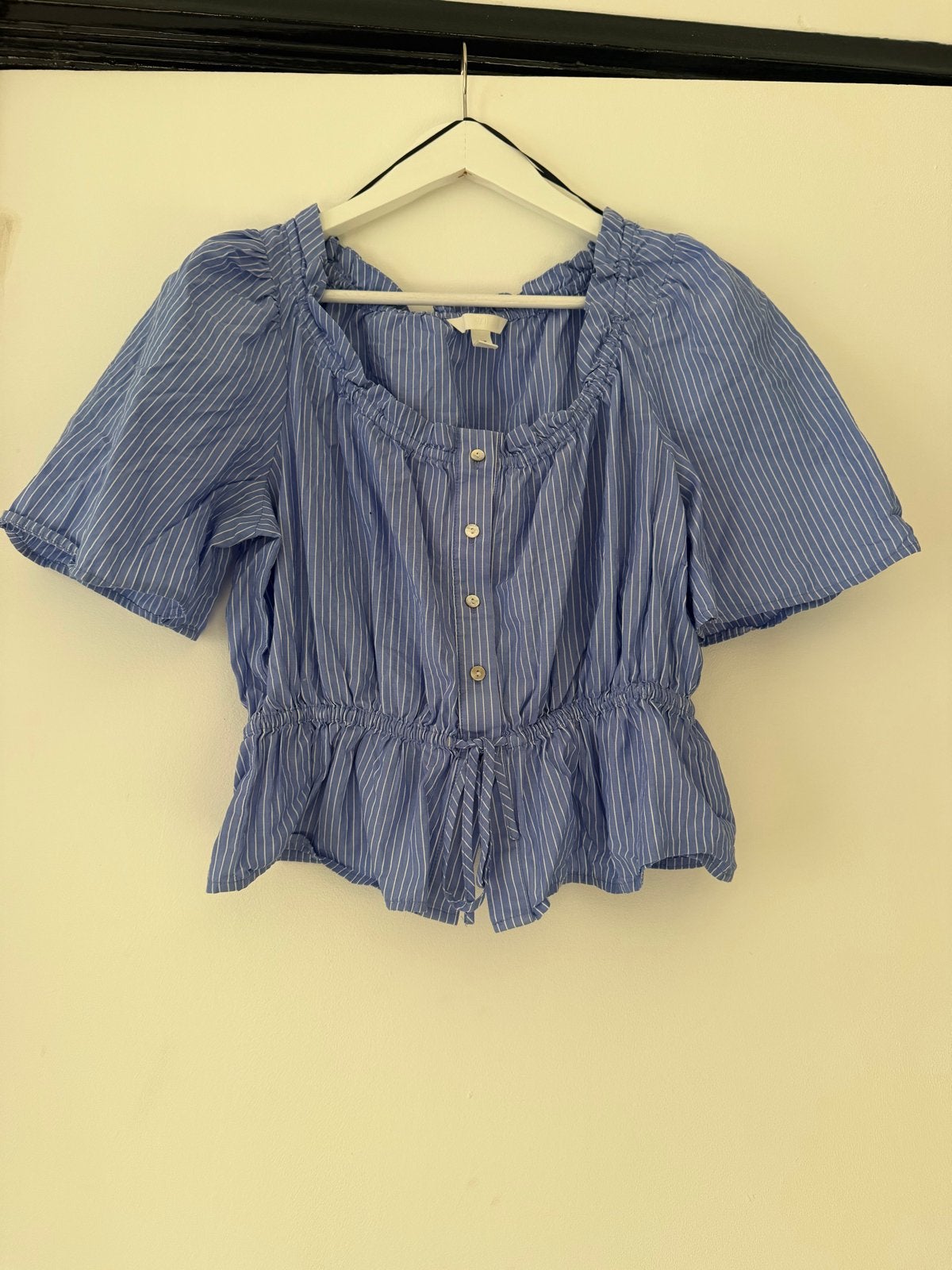 H&M gestreepte off-shoulder top maat M, Maat 38/40 (M), Korte mouw, Gedragen, Verzenden