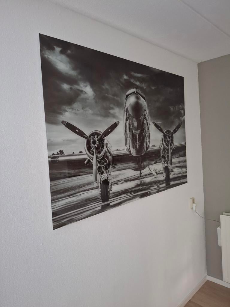 Schilderij vliegtuig compleet van glas, Ophalen, Zo goed als nieuw, Schilderij, 75 cm of meer