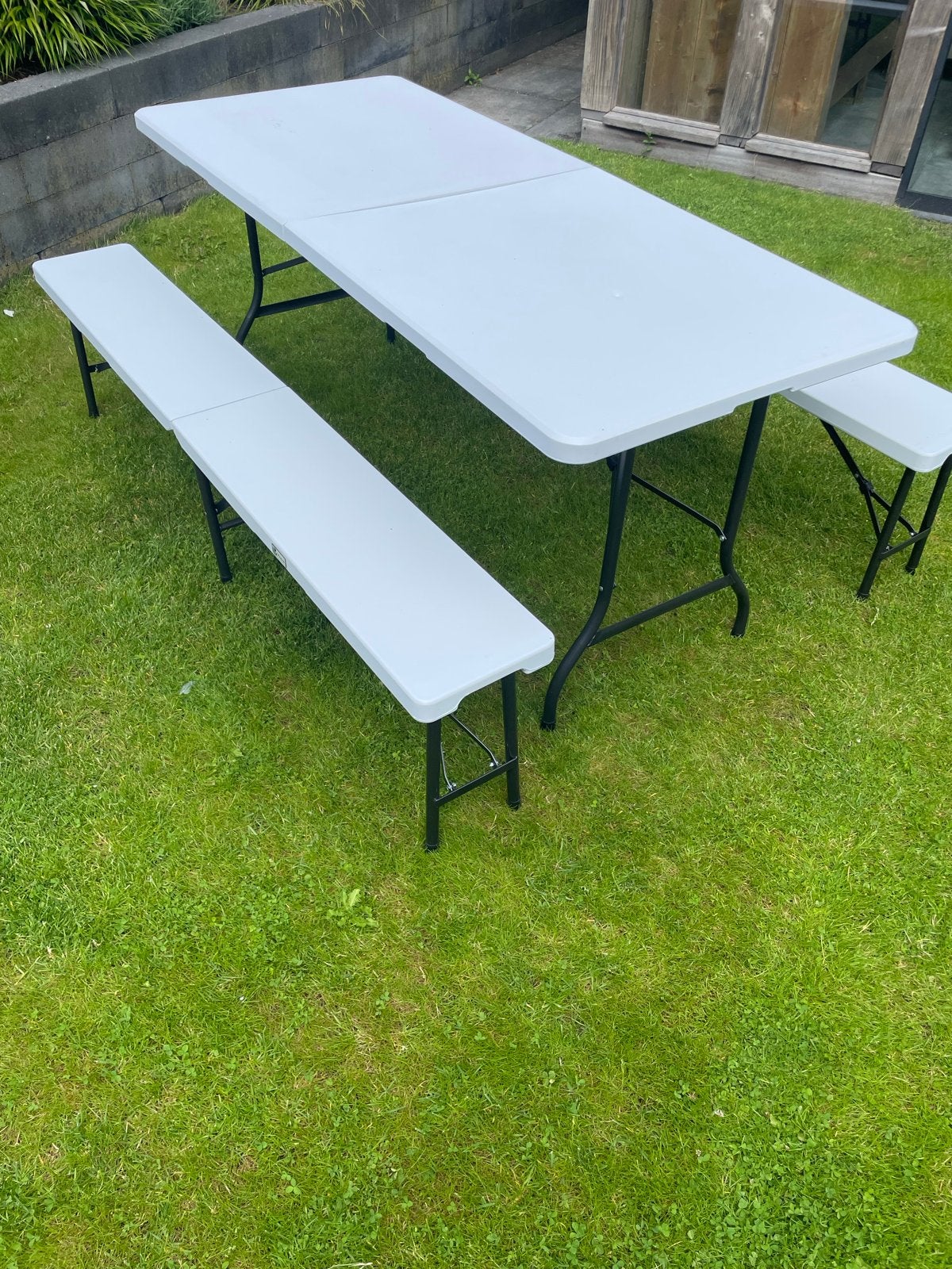 Vounot bierset - Inklapbare picknicktafel met bankjes, Ophalen, Overige materialen, Gebruikt, Inklapbaar