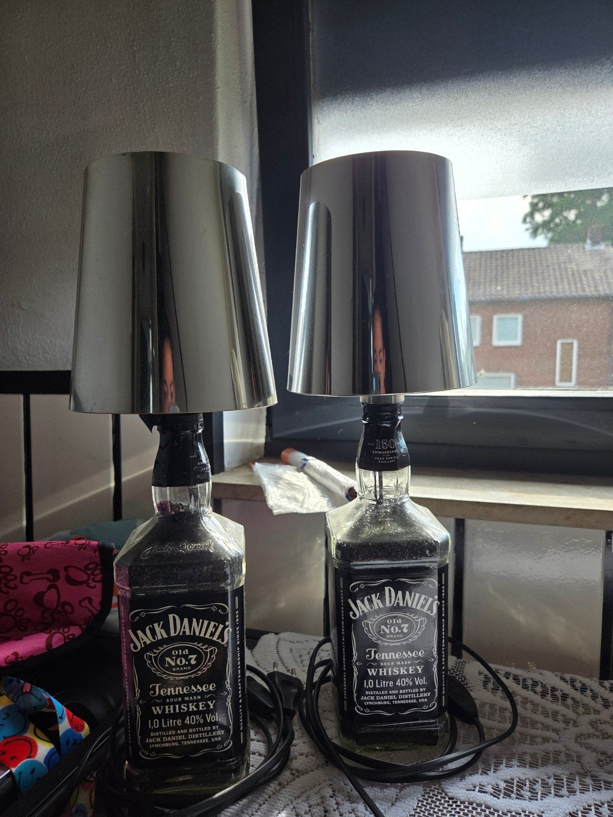 Jack Daniels fles lampen - Set van 2 unieke sfeerlampen, Ophalen, Overige merken, Gebruikt, Overige fittingen