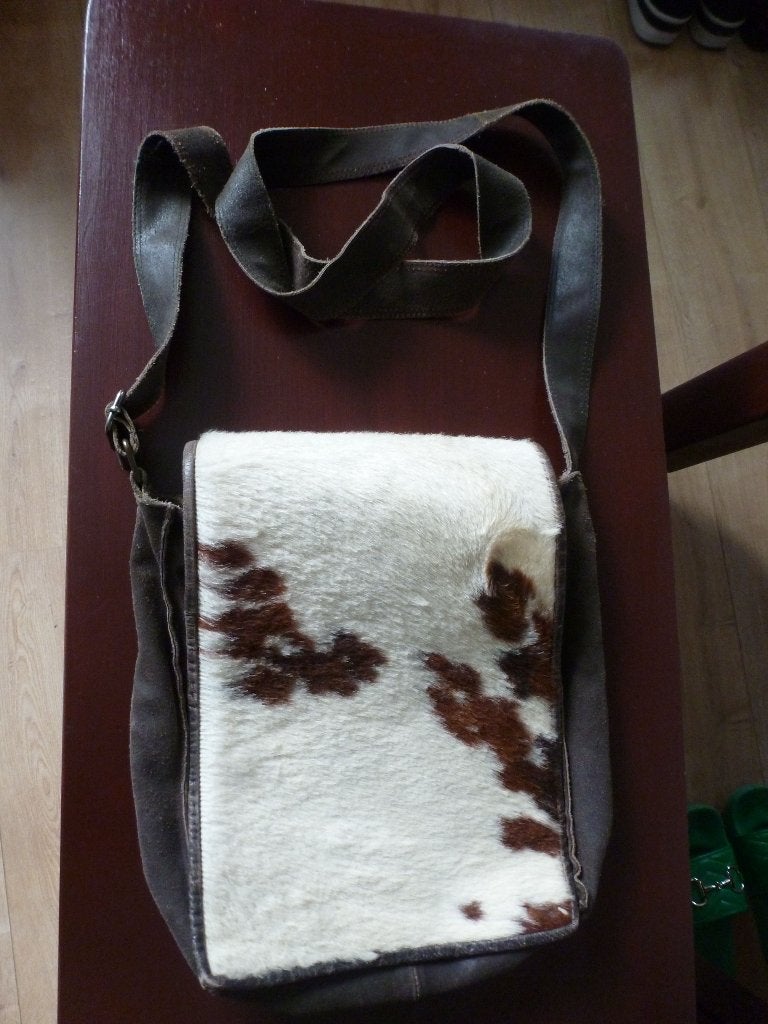 stoer TAS schouder KOEIENHUID bruin ECHT LEER -GRATIS zend, Verzenden, Zo goed als nieuw, Bruin, Overige typen
