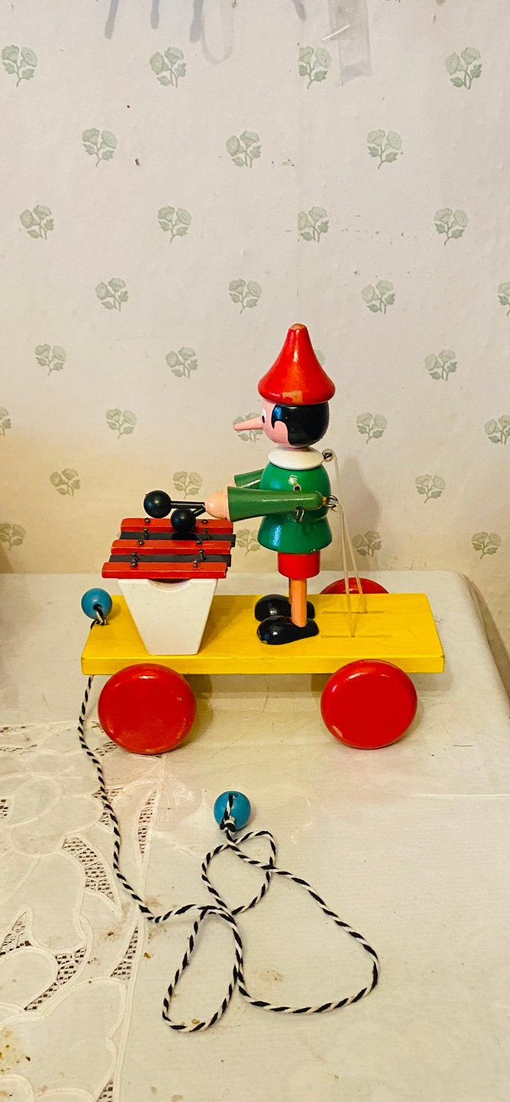 Mivav pinokkio trekfiguur met xylofoon jaren 70, Ophalen of Verzenden, Zo goed als nieuw