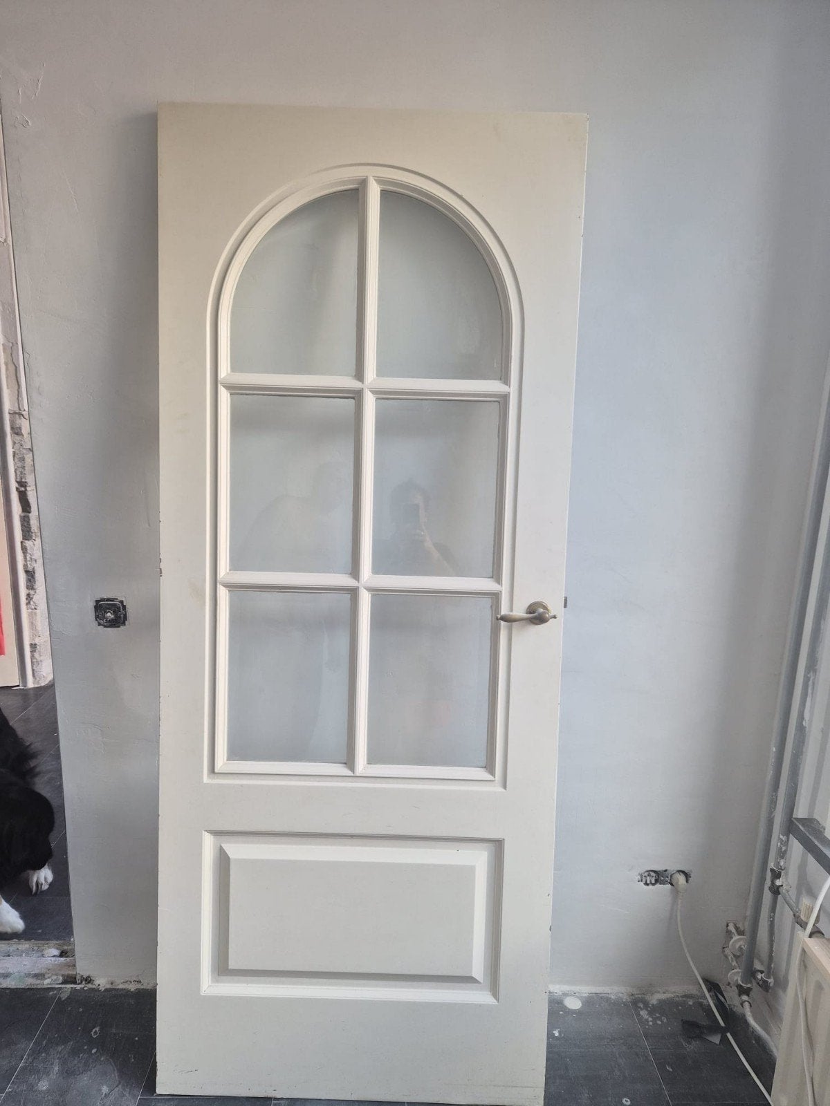 Hardhouten Binnendeur met Facetglas en Boog, Ophalen, Gebruikt, Glas, Binnendeur