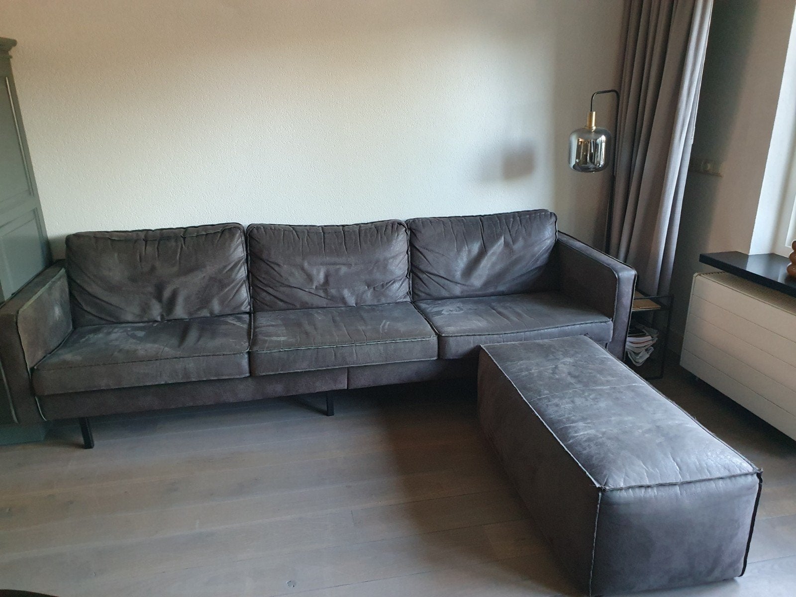 KOOPJE ,3-zits bank met poef - BePureHome model rodeo n, Gebruikt, Driepersoons, 75 tot 100 cm, Ophalen of Verzenden