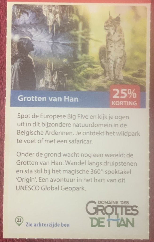 Domein van de Grotten van Han Dierentuin Voordeelbon, Tickets en Kaartjes, Drie personen of meer, Dierentuinbon