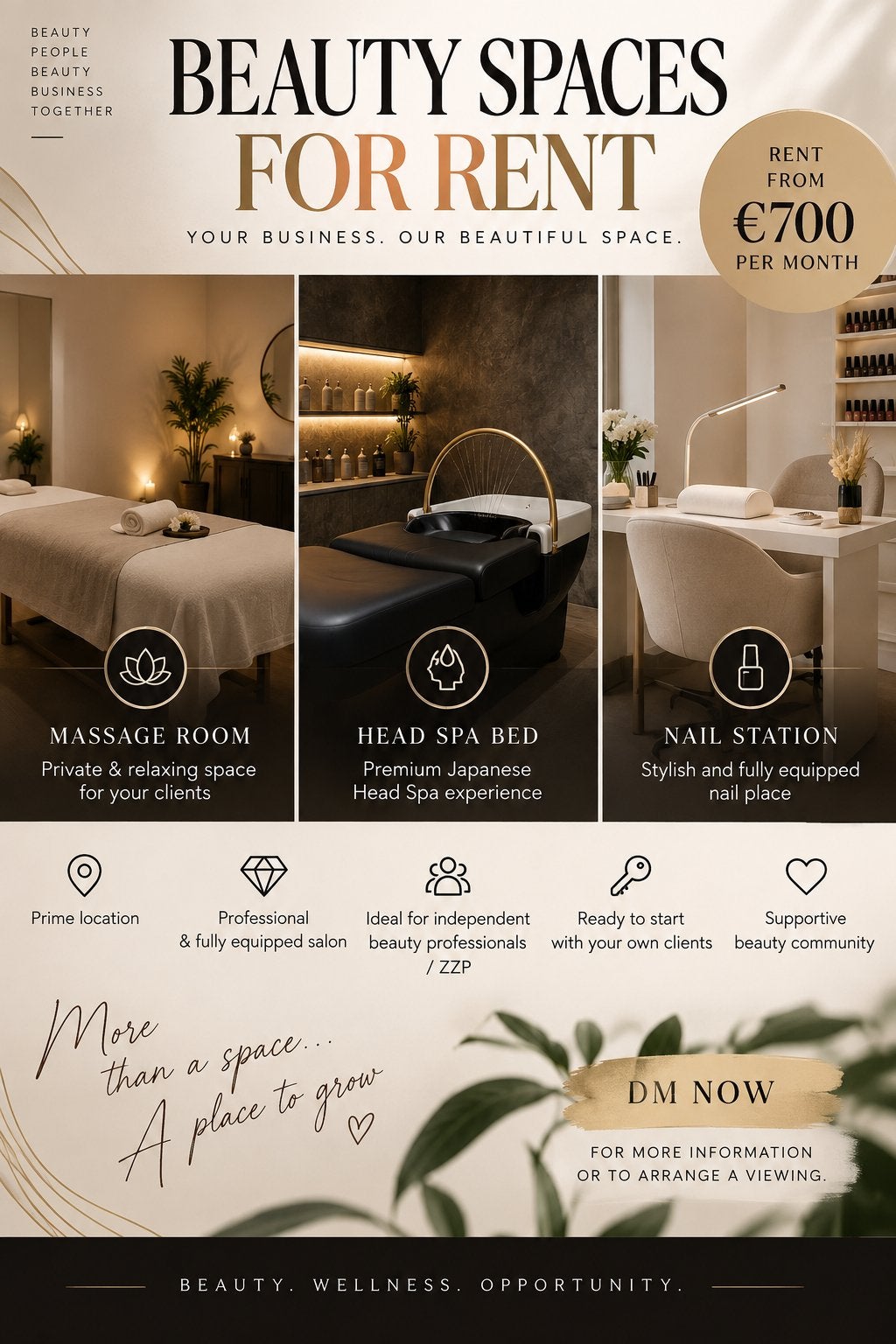 BEAUTY SPACES FOR RENT, Diensten en Vakmensen