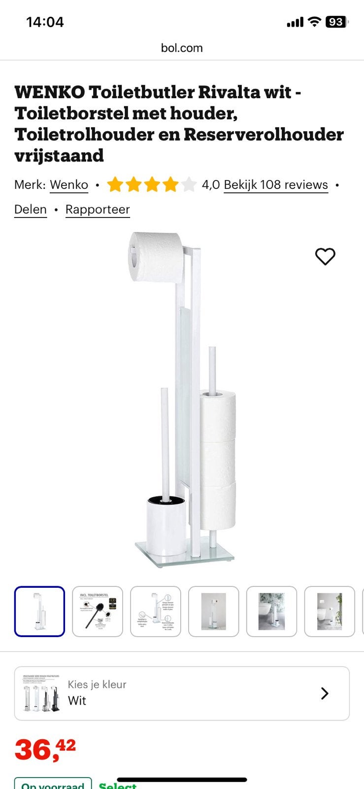 WENKOtoiletset Rivalta toiletpapierhoudeRtoiletborstelhouder, Huis en Inrichting, Ophalen, Nieuw, Wit, Toilet-accessoire