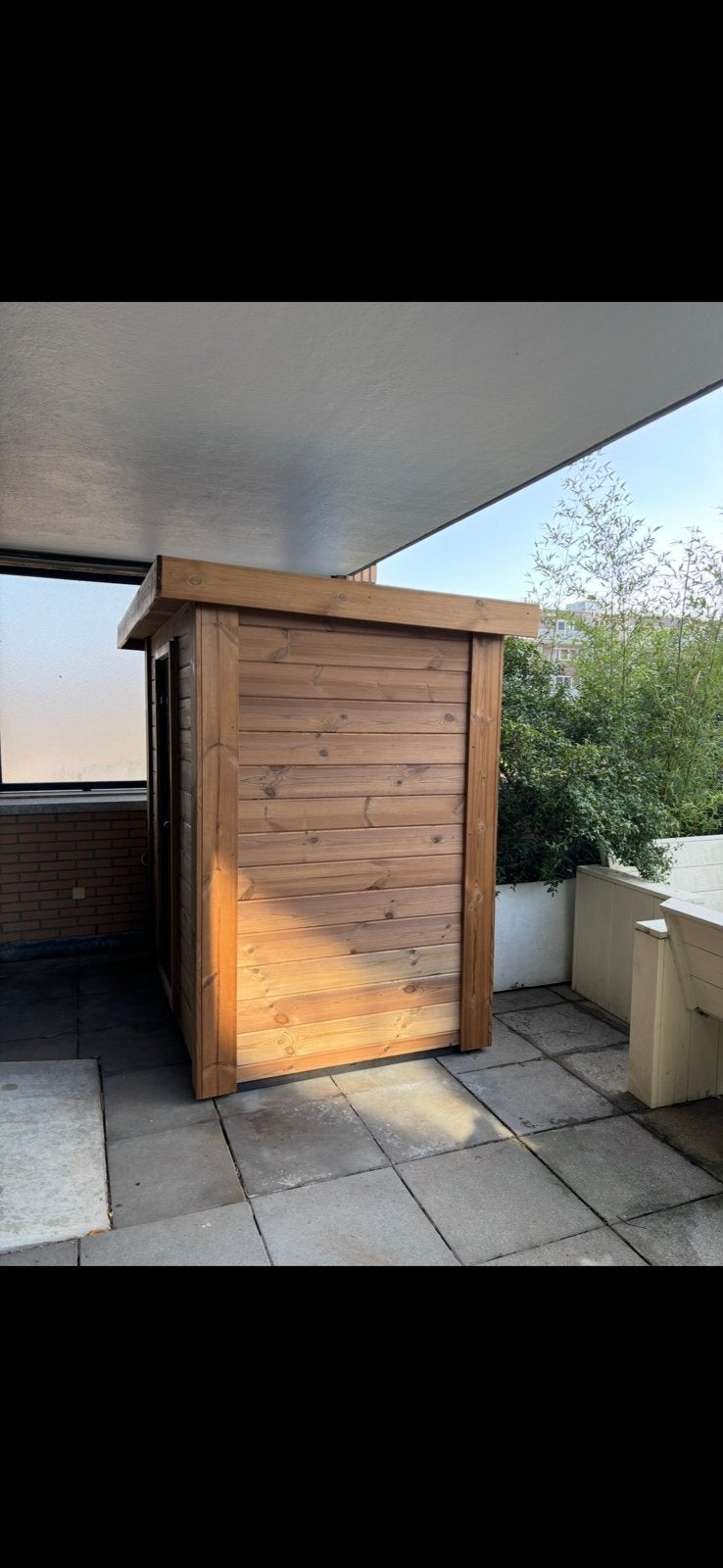 Inruil buitensauna thermowood 120x180. Zo goed als nieuw., Ophalen of Verzenden, Zo goed als nieuw, Fins of Traditioneel, Complete sauna