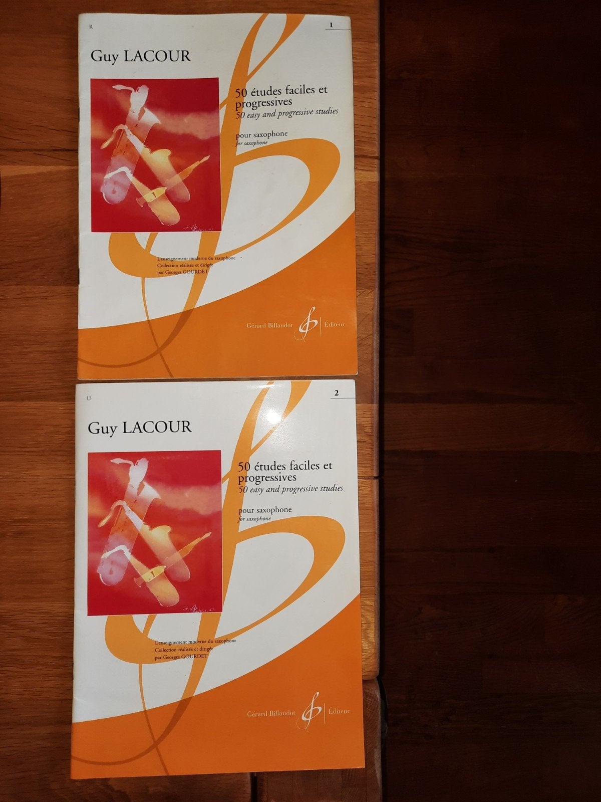 Saxofoon 50 Etudes Faciles &Progressives Book 1+2-Guy Lacour, Gebruikt, Klassiek, Ophalen of Verzenden, Saxofoon