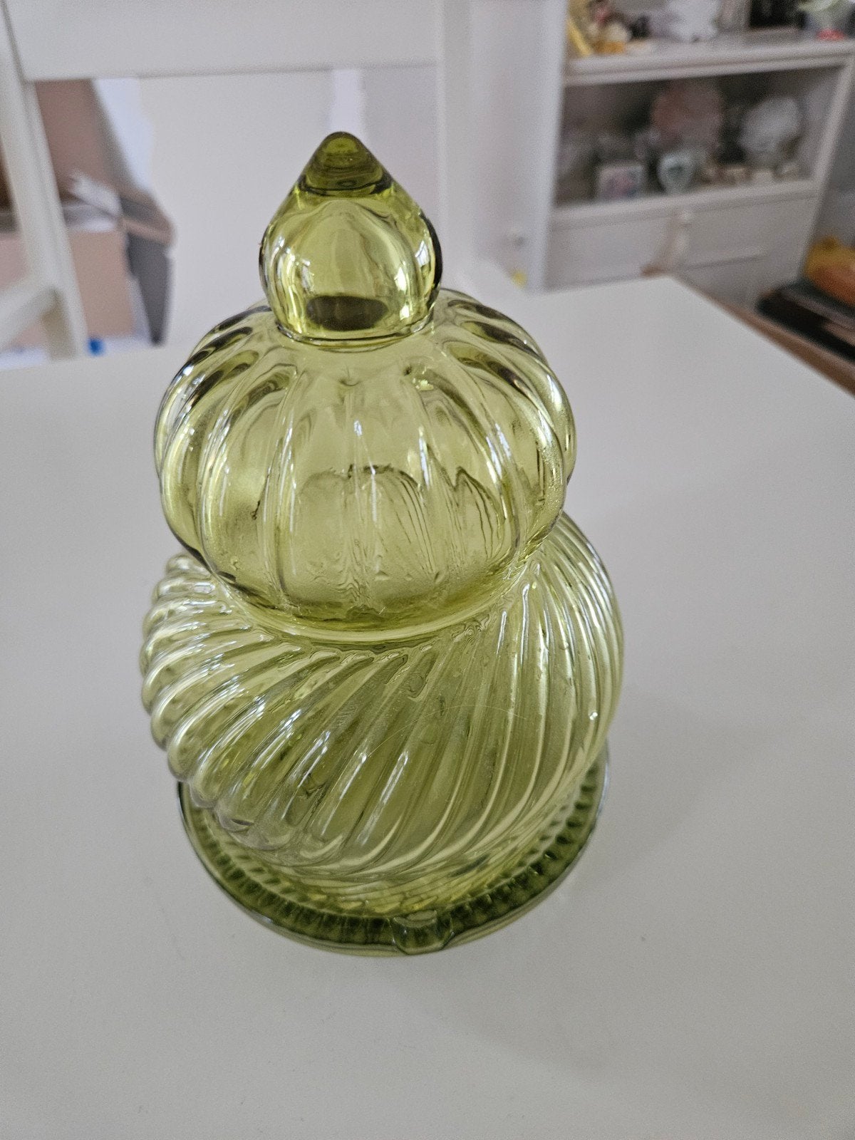 Vintage Groene Glazen Pot en Asbak Set, Antiek en Kunst, Ophalen of Verzenden