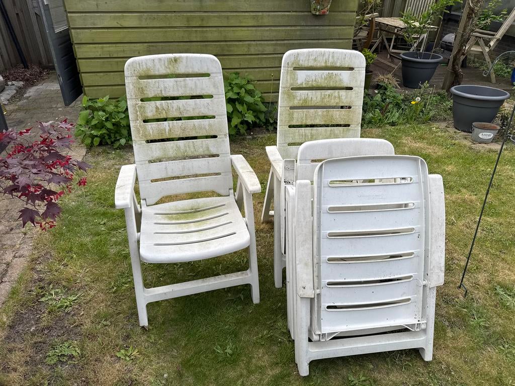 4x Kettler Palermo tuinstoelen - verstelbaar en stapelbaar, Tuin en Terras, Tuinstoelen, Ophalen, Gebruikt, Kunststof, Stapelbaar