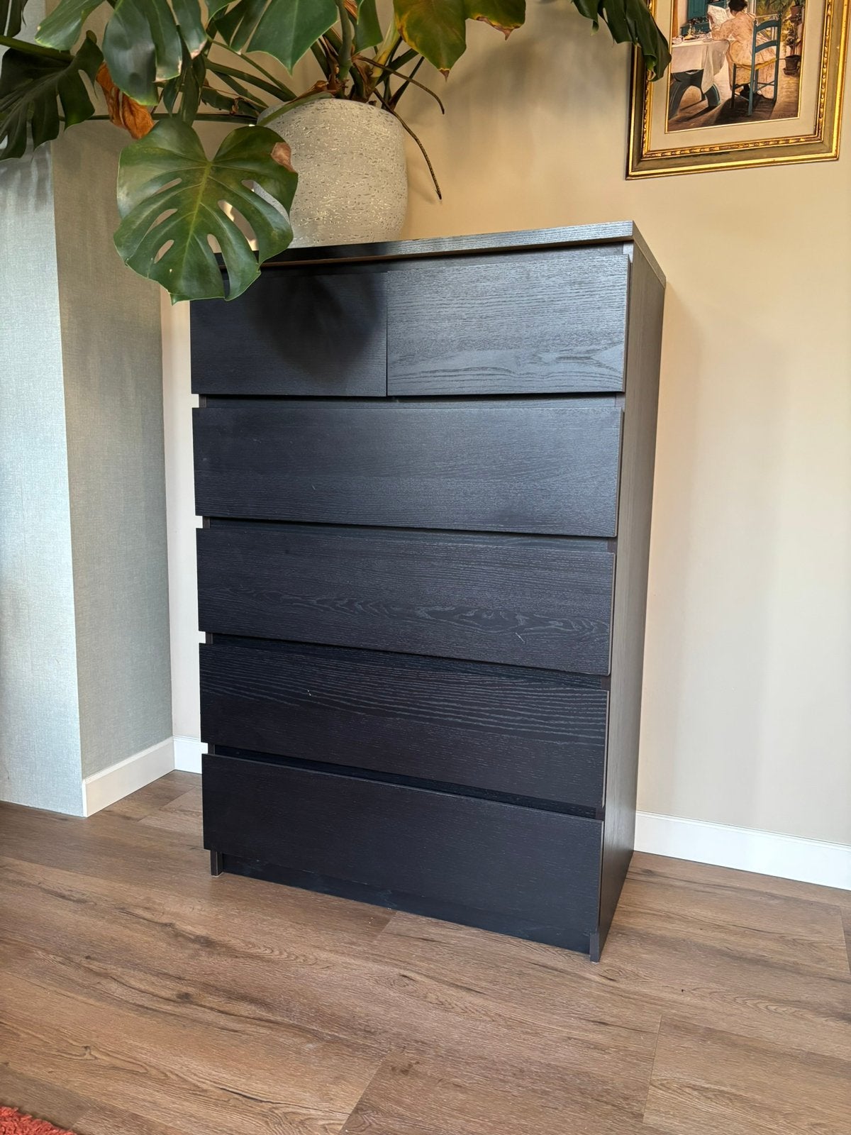 Mooie zwarte Malm ladekast, Huis en Inrichting, Kasten | Ladekasten, Ophalen, 5 laden of meer, 100 tot 150 cm, 50 tot 100 cm
