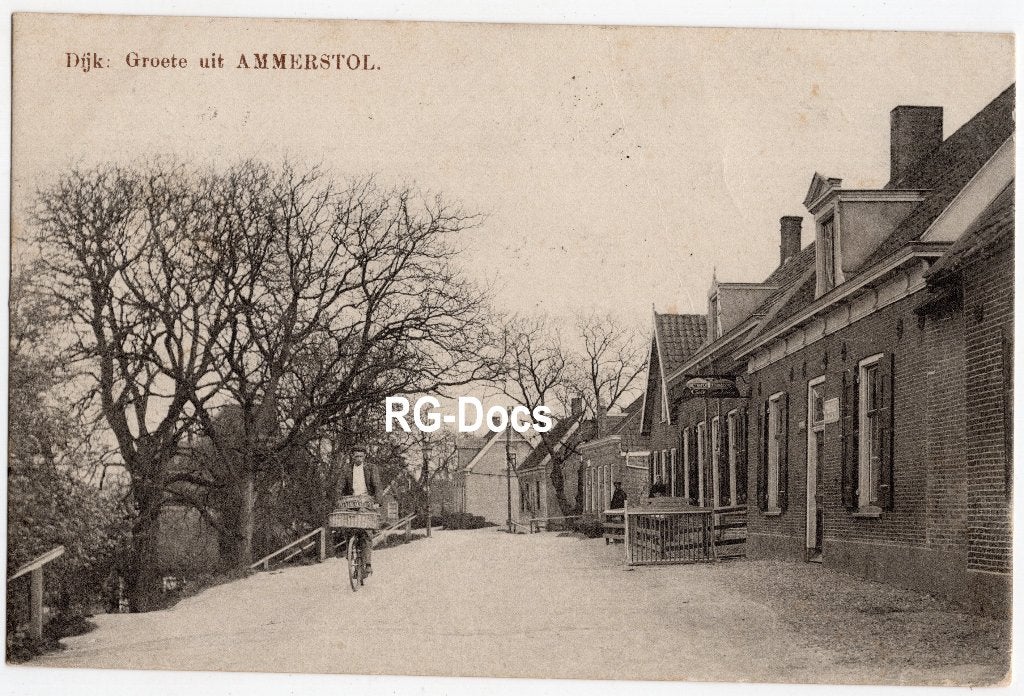 Ansichtkaart Briefkaart Dorpsgezicht Ammerstol Dijk ca. 1910, Ophalen of Verzenden, Voor 1920, Gelopen, Zuid-Holland