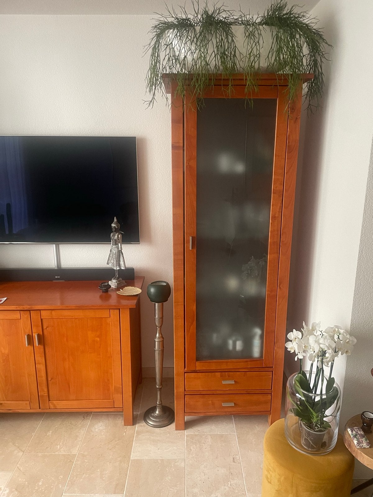 Complete set massief kersenhout: Salontafel, TV-kast, Eettaf, Ophalen, Gebruikt
