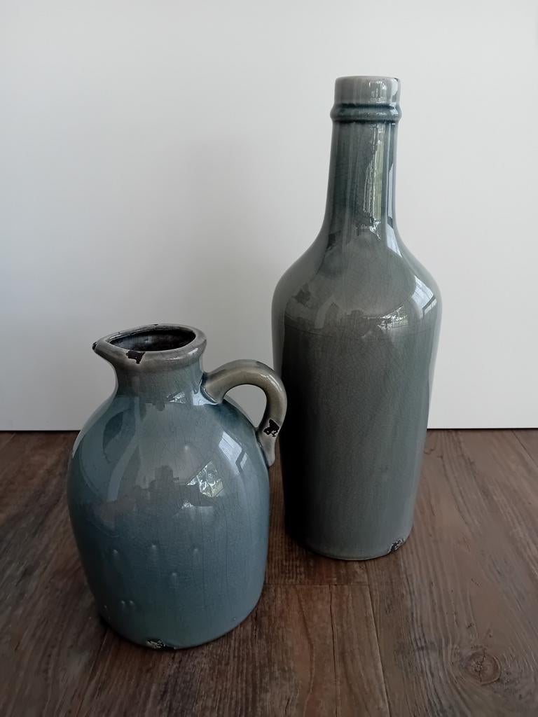 2 vazen, Ophalen, Overige kleuren, Glas, 50 tot 75 cm