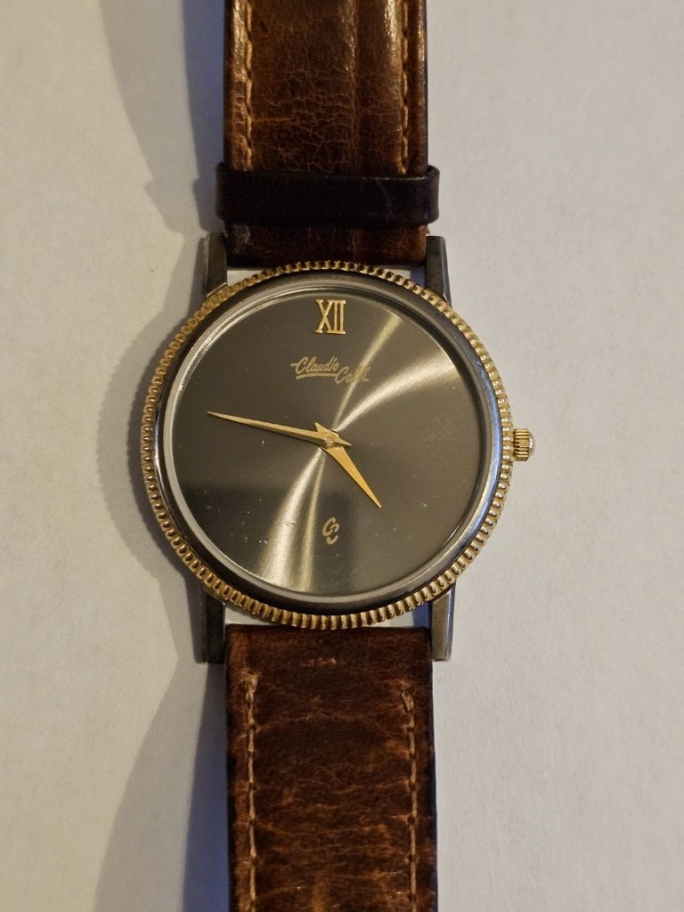 # Claudio Calli dames horloge staal met vergulde rand., Overige merken, Polshorloge, Ophalen of Verzenden, Leer