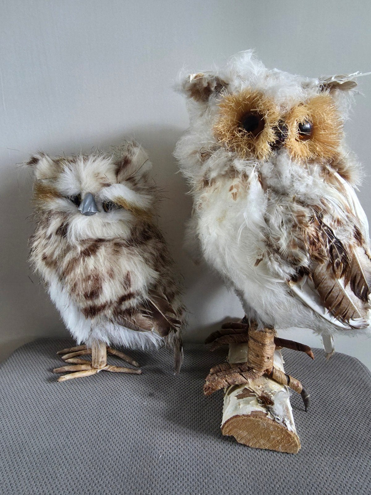 Decoratieve Uilenbeeldjes met Echte Veren - Herfst/Kerst, Overige stijlen, Ophalen of Verzenden, Zo goed als nieuw, Natuurlijk materiaal