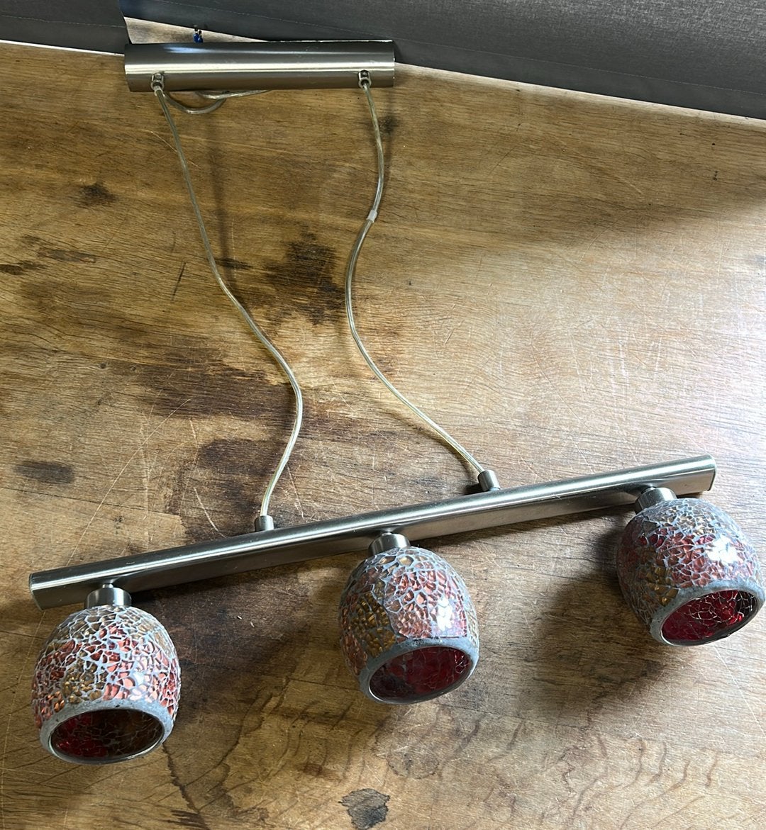 Mooie hanglamp. 58 cm lang. 63 cm hoog., E14 (klein), Ophalen of Verzenden, Modern / landelijk., Glas