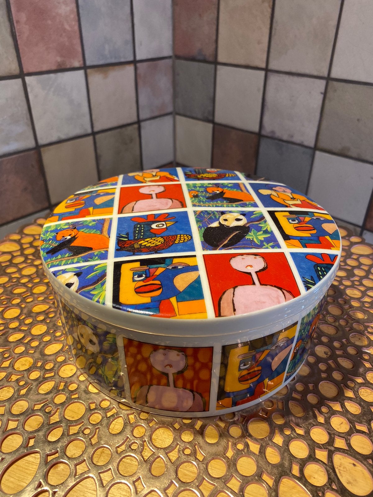 Reinaerde,ateliers,design porseleinen trommel,diam. 18.5 cm, Ophalen of Verzenden