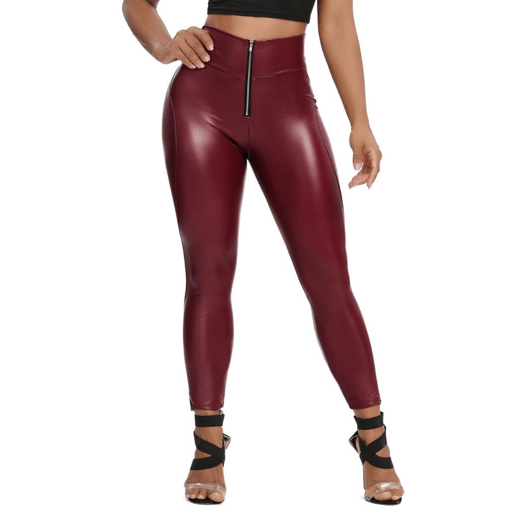 Rode kunstleren dames legging leren strakke broek sexy, Maat 38/40 (M), Verzenden, Nieuw, Lang