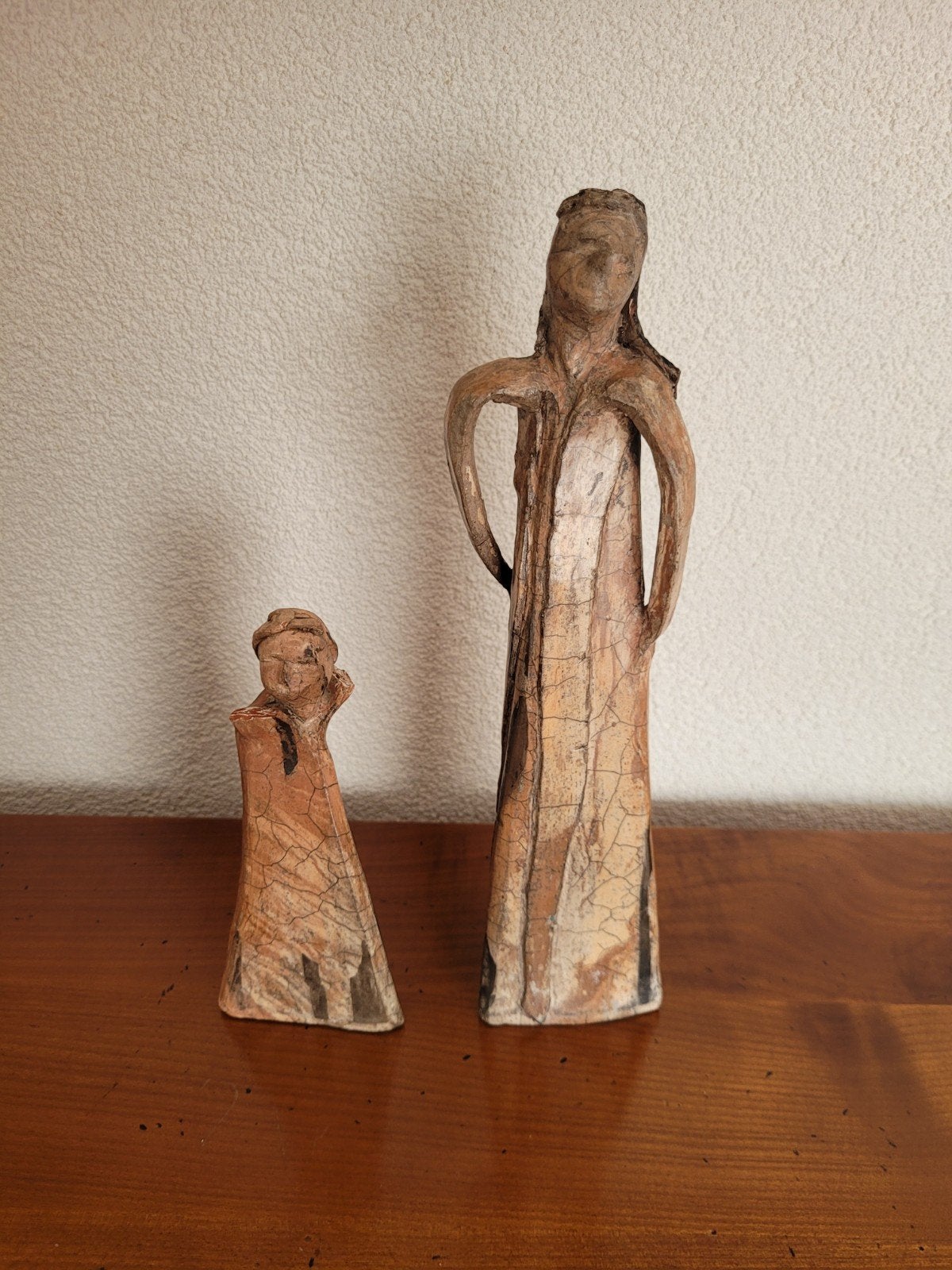 Unieke handgemaakte keramische beelden van moeder en kind, Groep mensen, Ophalen of Verzenden, Handgemaakt, 20 - 50 cm