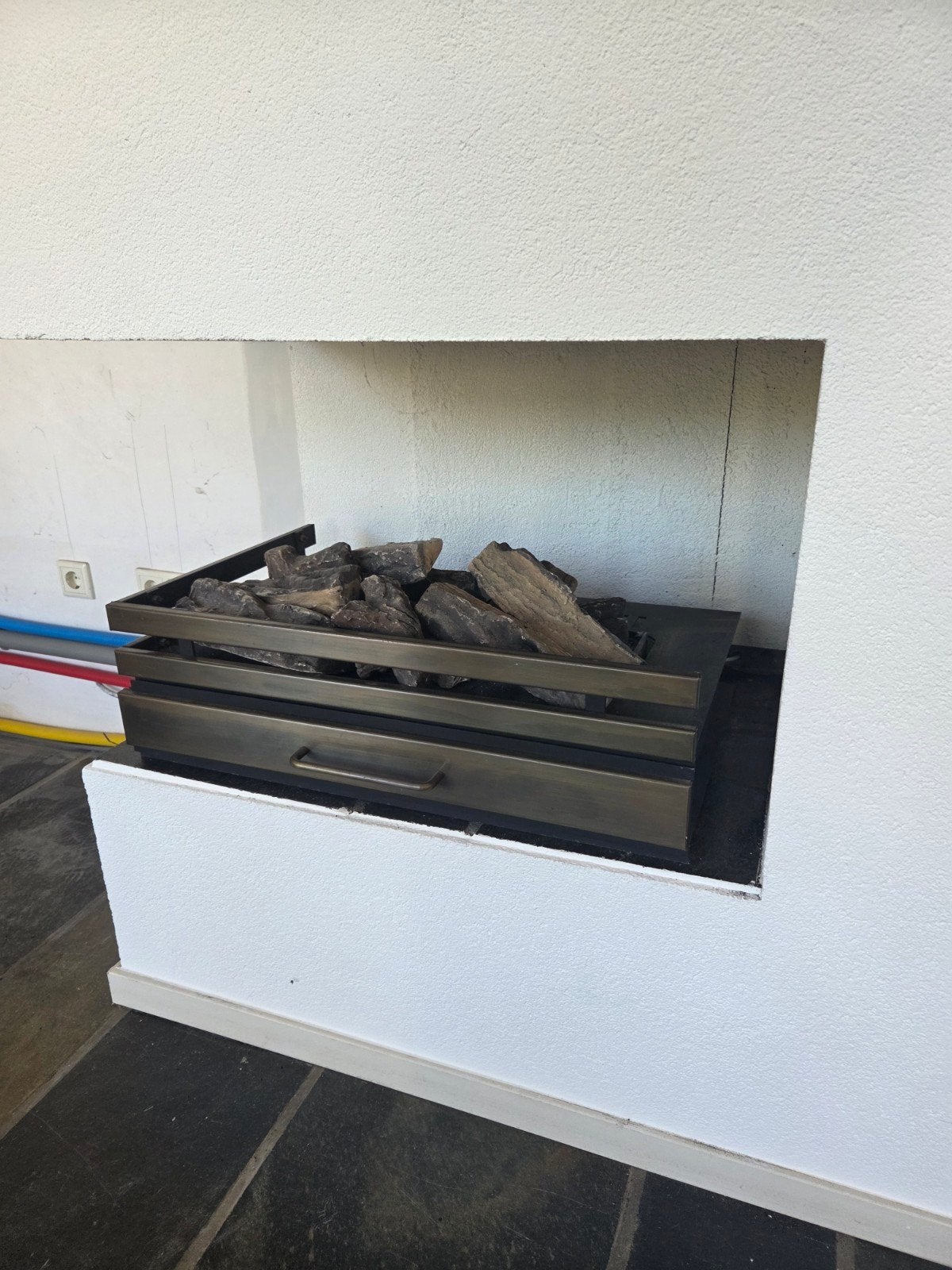 Gashaard met houtblokken - Inbouw of vrijstaand, Ophalen, Gebruikt, Inbouwhaard, Gashaard