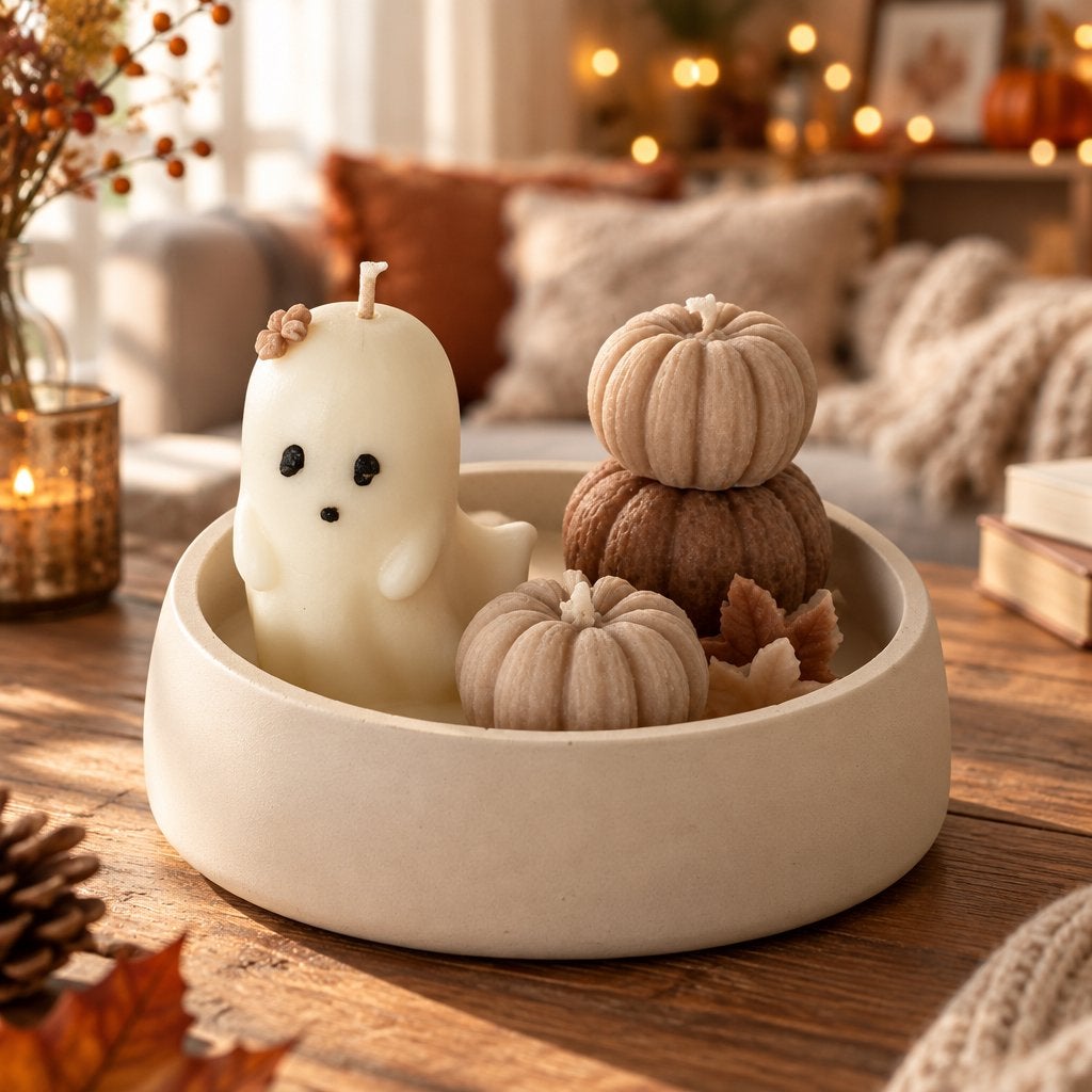 Spooky herfst geurkaars  – Halloween – herfstdecoratie, Meerkleurig, Ophalen of Verzenden, Kaars, Was