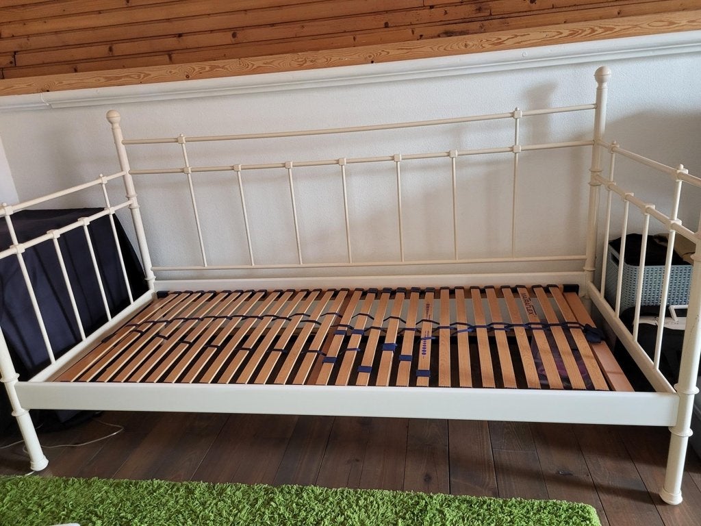 wit spijlen bed 90x200cm, Ophalen, 90 cm, Eenpersoons, Wit