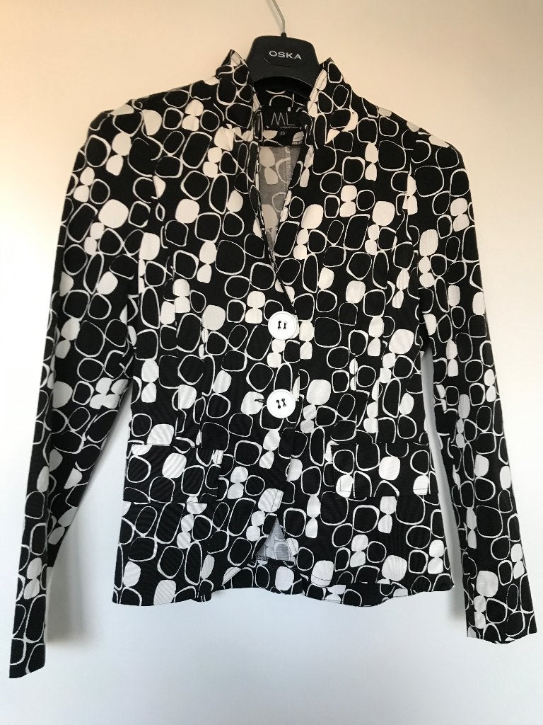 ML collections colbert jasje maat 40 zwart wit stippen, Ophalen of Verzenden, Zo goed als nieuw, Maat 38/40 (M), Zwart