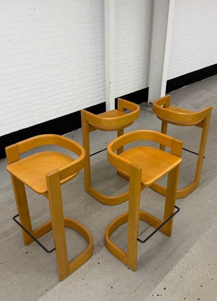 Set van 4 Willy Rizzo stijl barkrukken, Gebruikt, ., 60 tot 90 cm, Ophalen of Verzenden