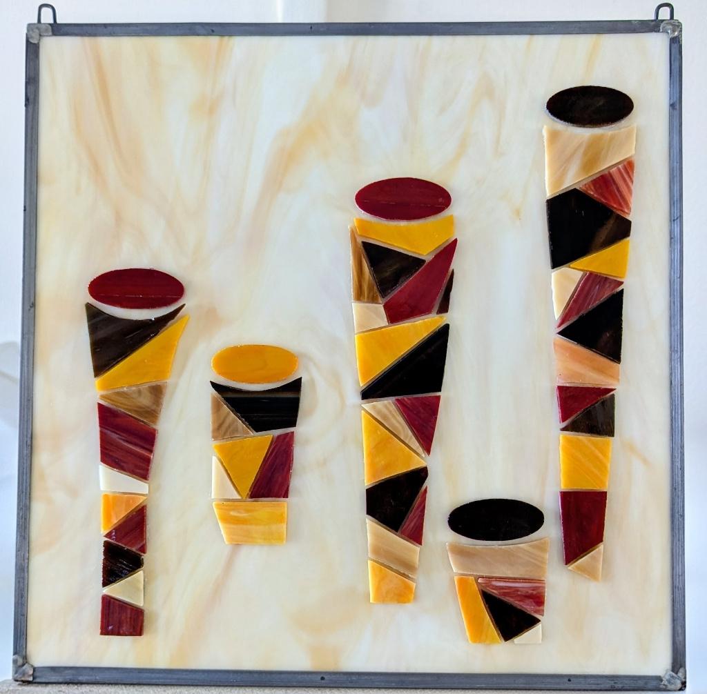 Glaspaneel abstract, Meerkleurig, Ophalen of Verzenden, Glas, Handgemaakt