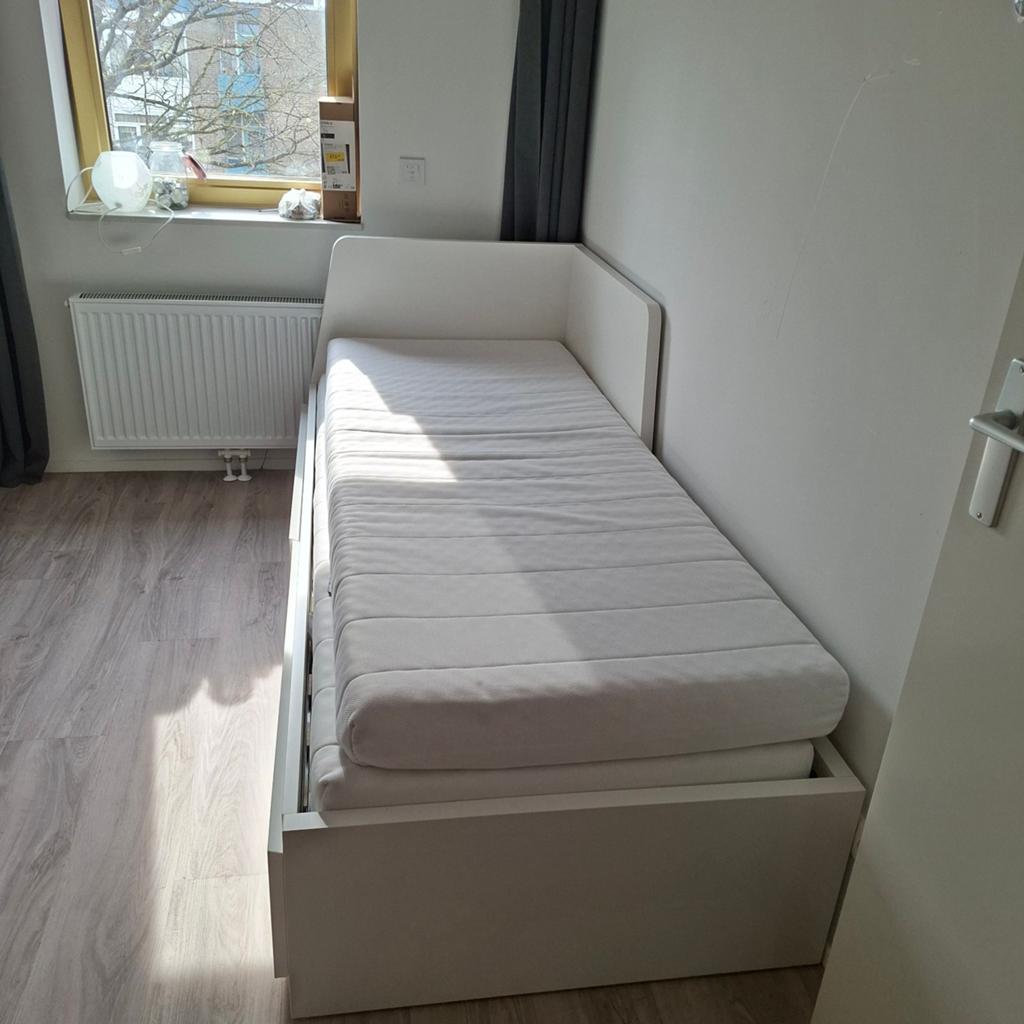 IKEA Hemnes bedbank met 2 matrassen en 2 lades, Ophalen, Gebruikt, Wit, Modern, Functioneel