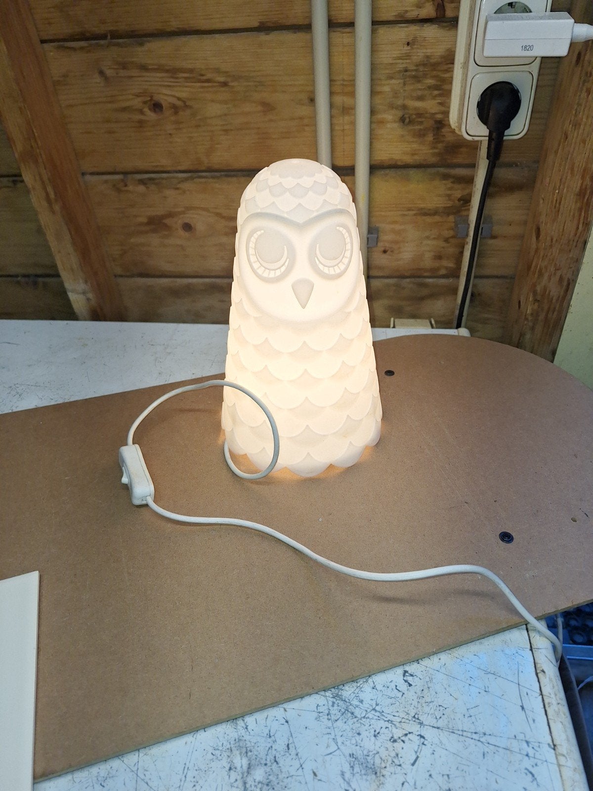 IKEA Solbo Uil Nachtlampje - Kinderkamer LED Lamp, Met schakelaar, Wit, Kunststof, Zo goed als nieuw