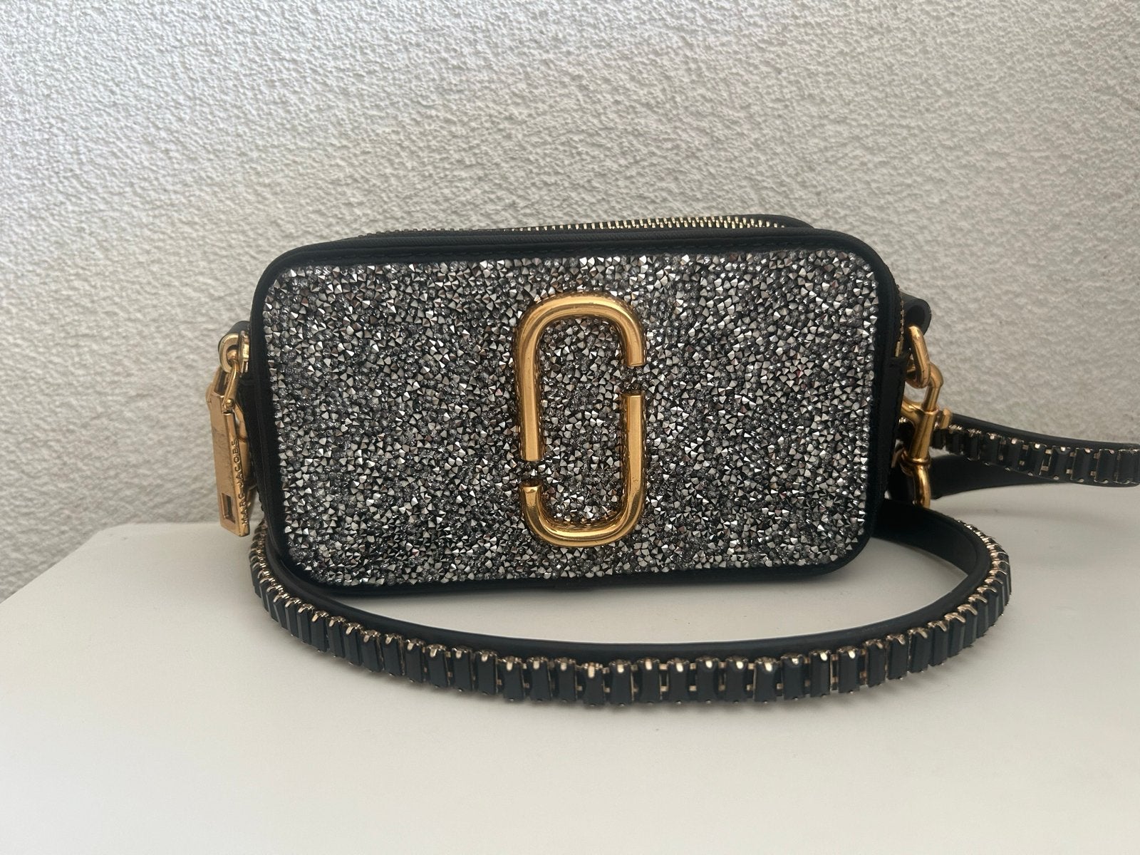 Marc Jacobs Snapshot tasje met glitters, Ophalen, Gebruikt, Zwart, Schoudertasje
