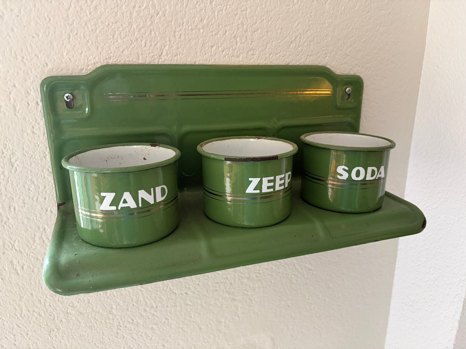 Emaille zand zeep soda jaren 30 perfect voor Piet Zwart, Antiek en Kunst, Antiek | Emaille, Ophalen of Verzenden