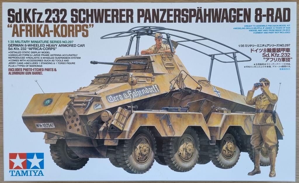 Tamiya #35297 1:35 WWII German Sd.Kfz.232 Panzerspähwagen, Hobby en Vrije tijd, 1:32 tot 1:50, Overige typen, Nieuw, Ophalen of Verzenden