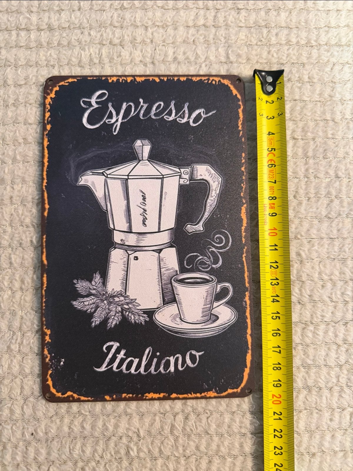 Houten bordje 'Espresso Italiano' - Wanddecoratie, Gebruikt, Vintage, Ophalen of Verzenden, Wandbord of Wandpaneel