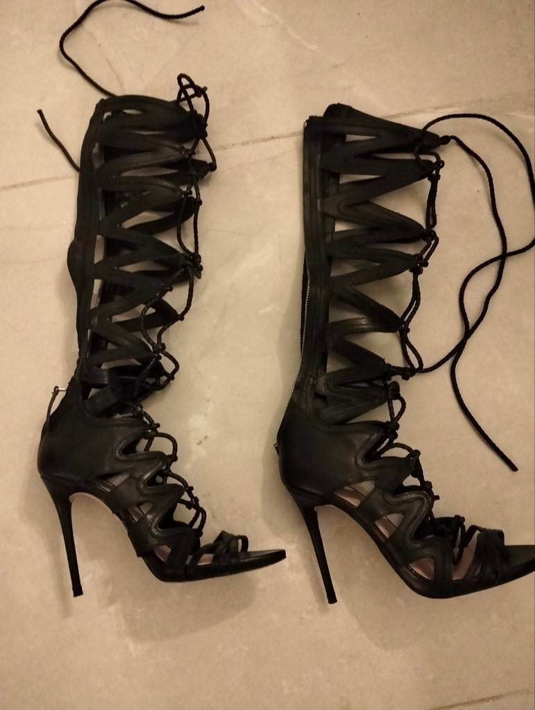 Sexy hakken, laarsjes met hoge hak maat 39 echt leer, Hoge laarzen, Zwart, Ophalen of Verzenden, Zo goed als nieuw