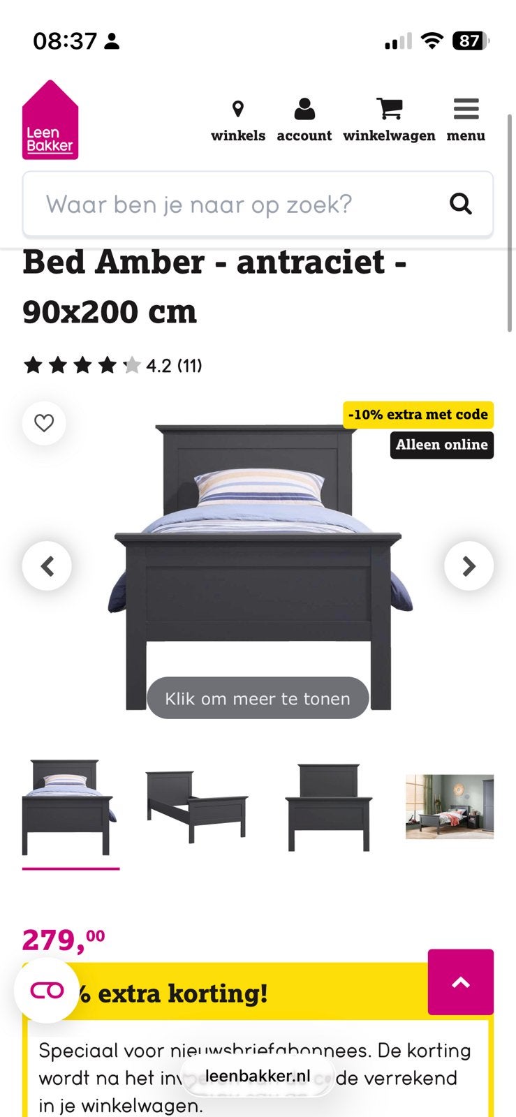 Eenpersoonsbed Amber Leen Bakker, Ophalen of Verzenden, Zo goed als nieuw