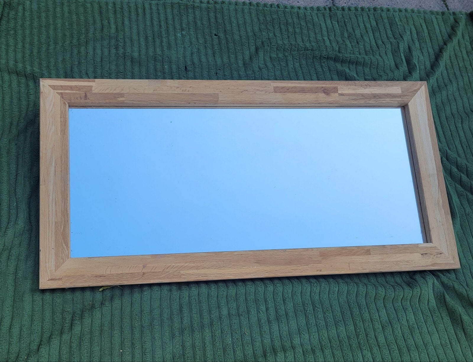 Teak Houten spiegel met brede lijst, Huis en Inrichting, Woonaccessoires | Spiegels, Ophalen, Minder dan 50 cm, Zo goed als nieuw