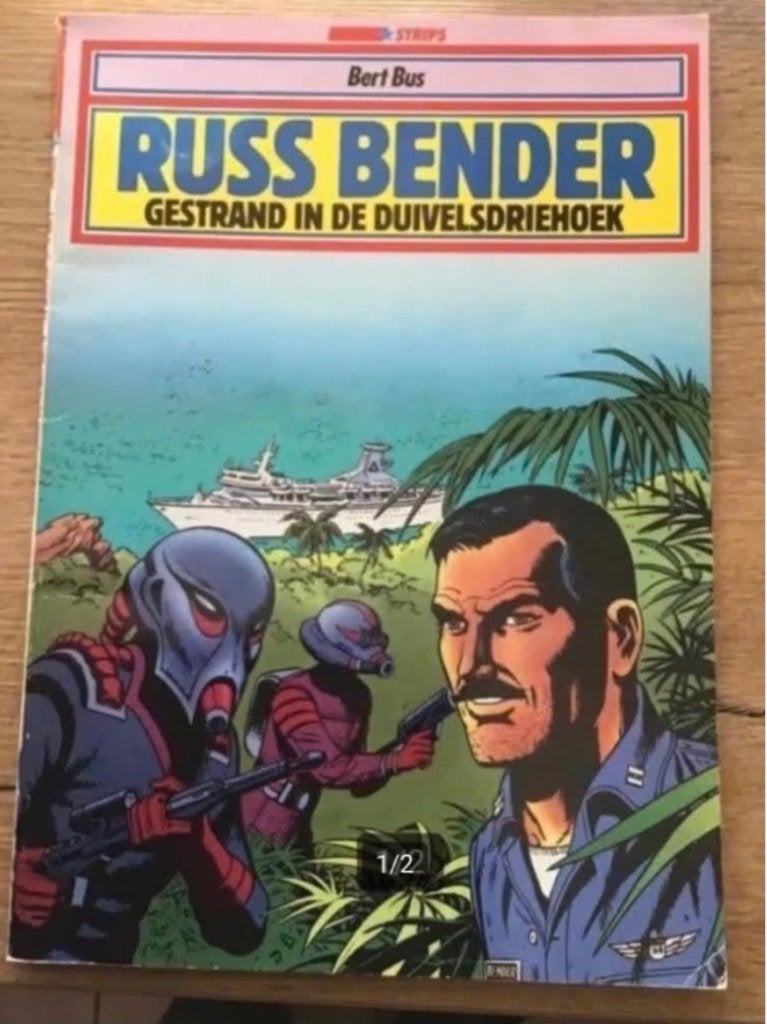 Russ Bender:gestrand in de duivelsdriehoek door Bert Bus, Eén stripboek, Ophalen of Verzenden, Gelezen