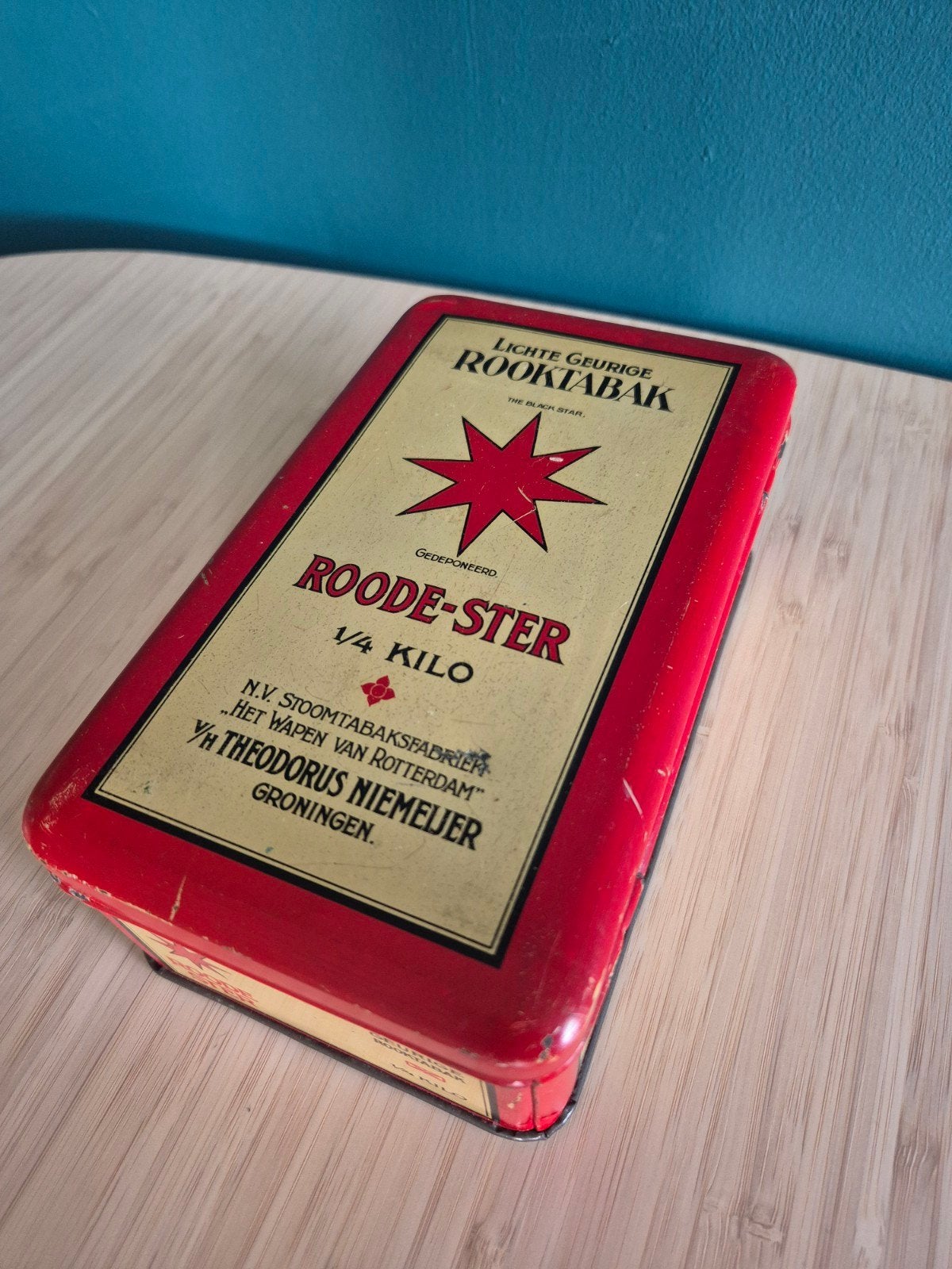 Vintage Roode-Ster tabaksblik 1/4 kilo | Niemeijer Groningen, Verzamelen, Ophalen of Verzenden, Gebruikt, Overige